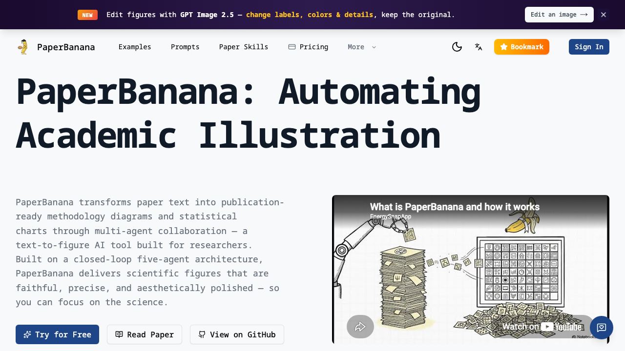 PaperBanana 网站截图