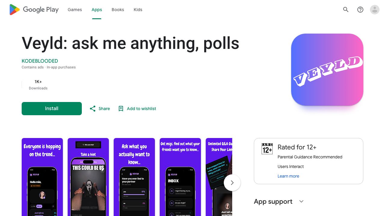 Veyld - Anonymous messages with photos 网站截图