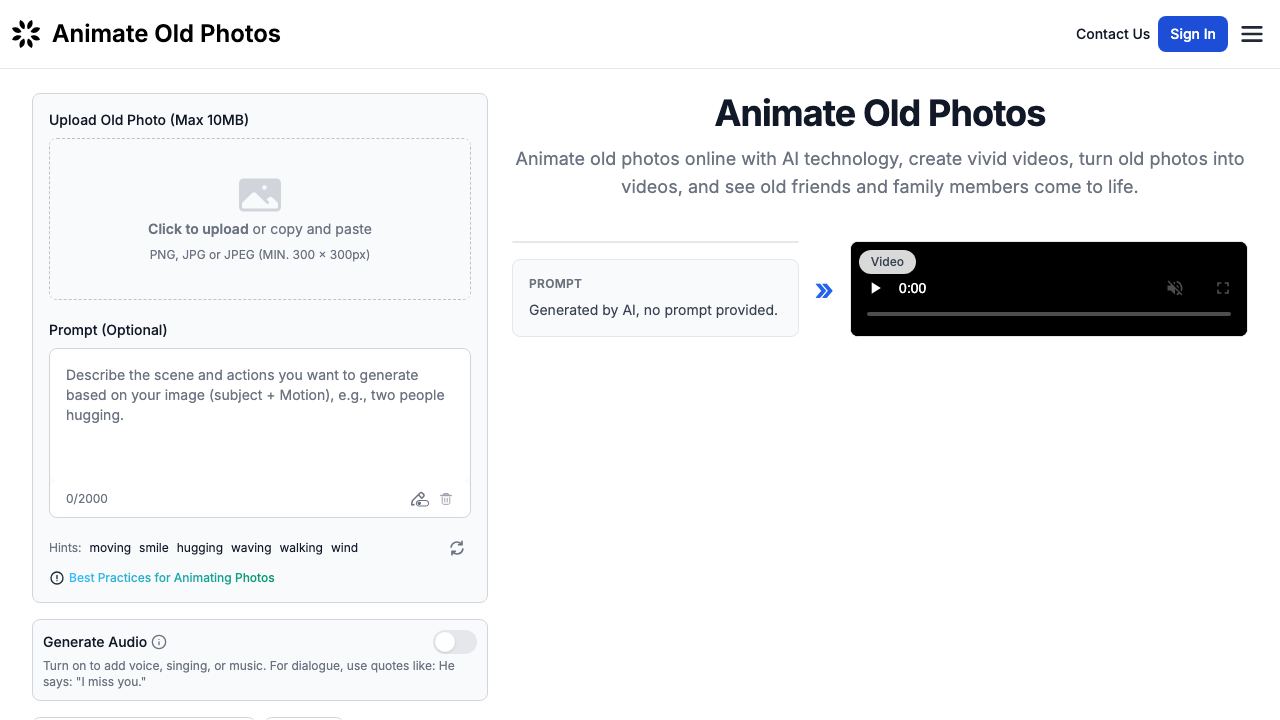 Animate Old Photos 网站截图