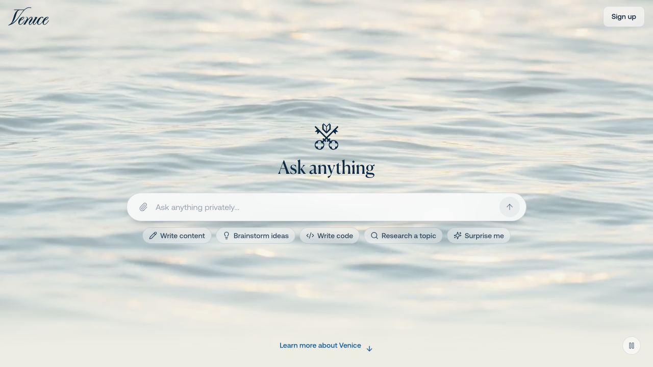 Venice AI website screenshot