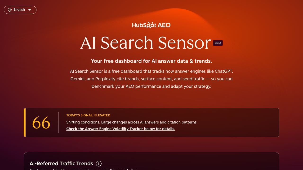 HubSpot AEO Sensor 网站截图
