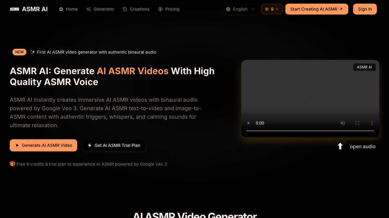 ASMR AI website screenshot