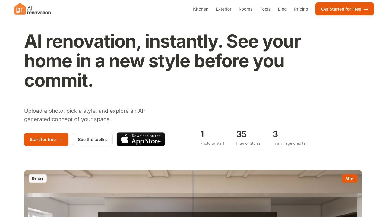Renovate AI website screenshot