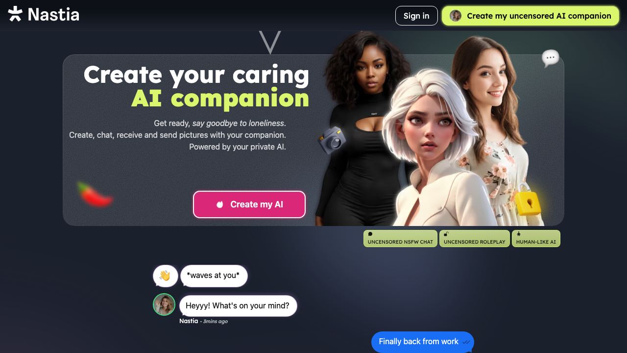 Nastia AI website screenshot