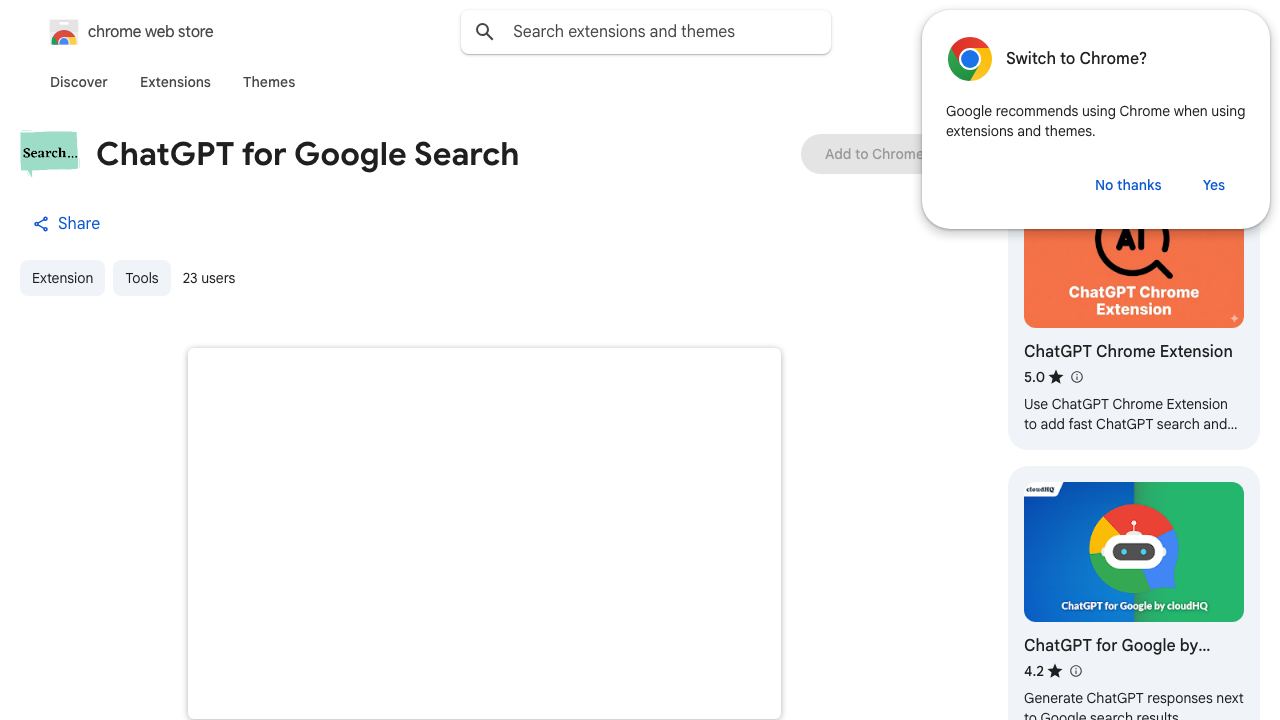 ChatGPT for Google Search 网站截图
