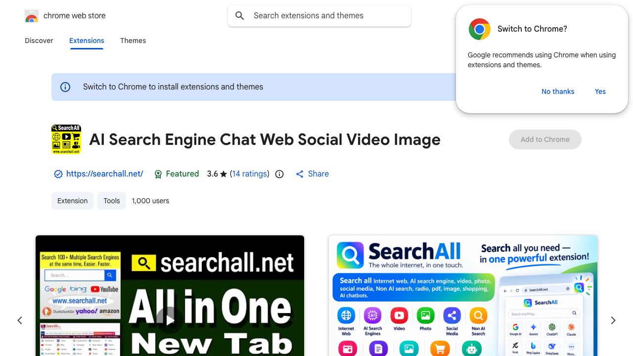 All Search Engine AI Chatbots, Videos, Images 网站截图