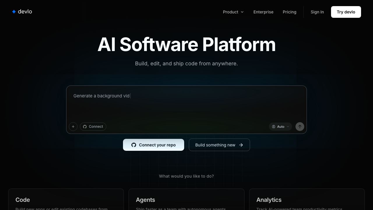 devlo website screenshot