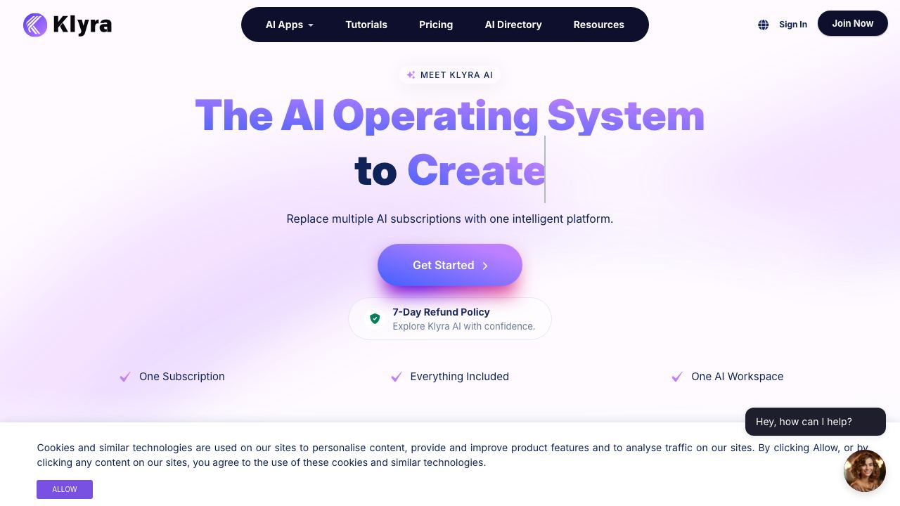 Klyra AI 网站截图