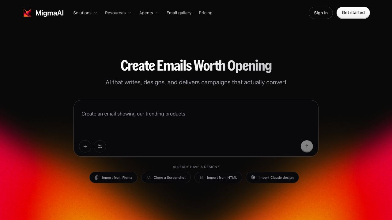 Migma website screenshot