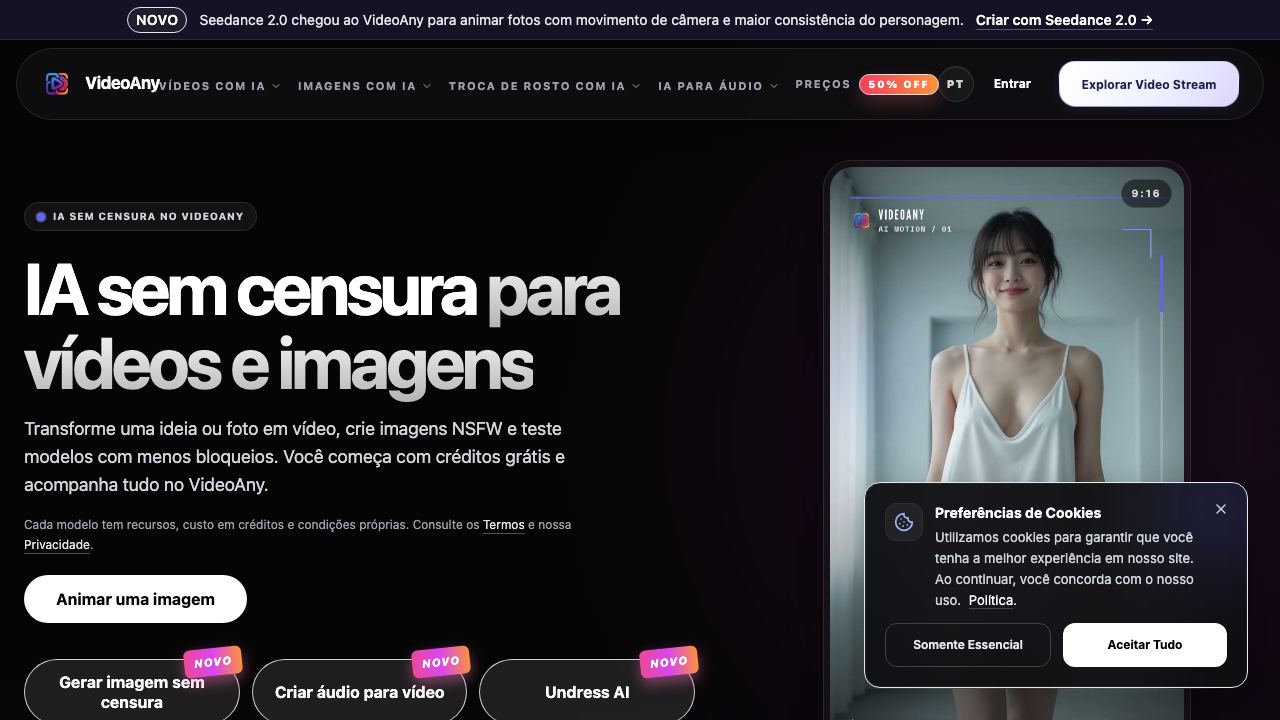 VideoAny Brazil 网站截图