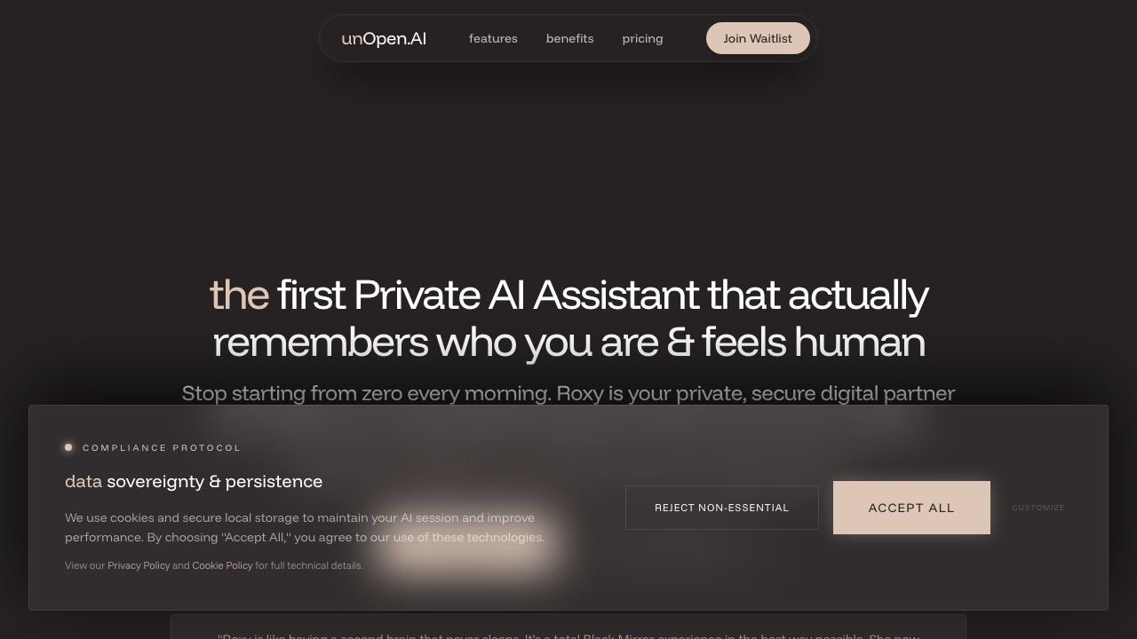 Roxy AI website screenshot