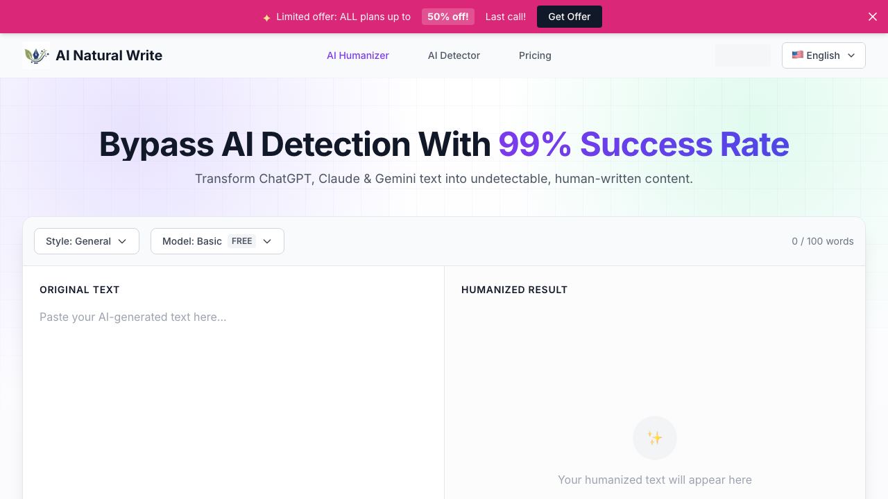 AI Natural Write 网站截图