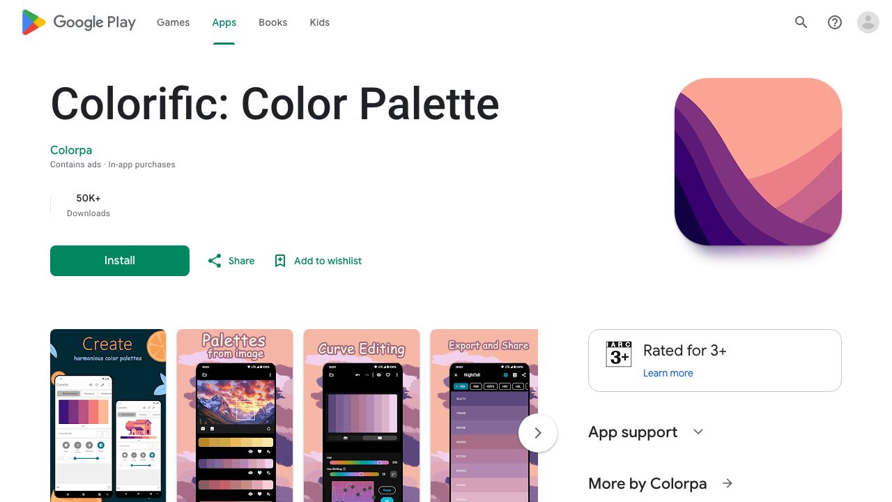 Colorific: Color palette 网站截图