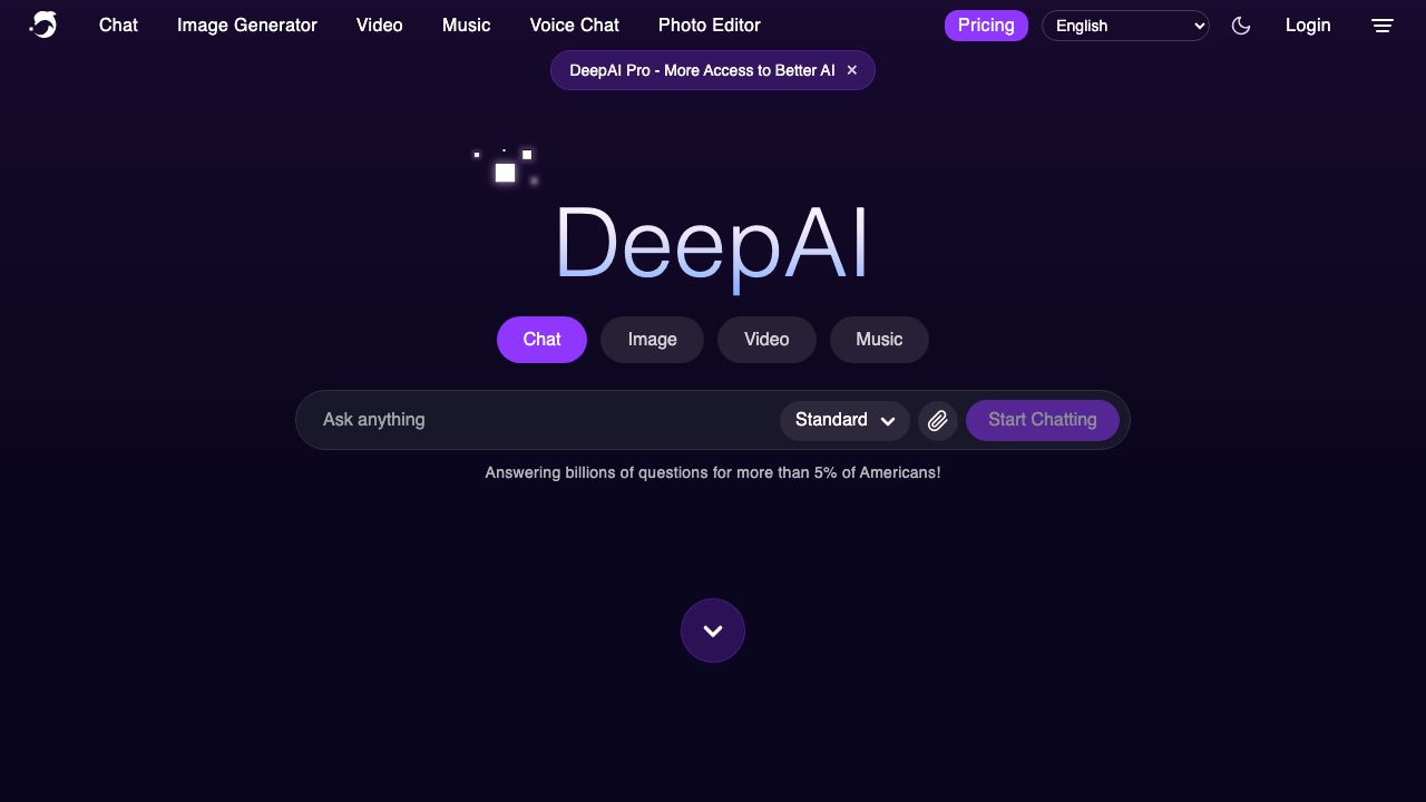 DeepAI 网站截图