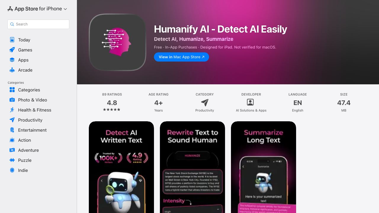 Humanify AI - Detect AI, Humanize 网站截图