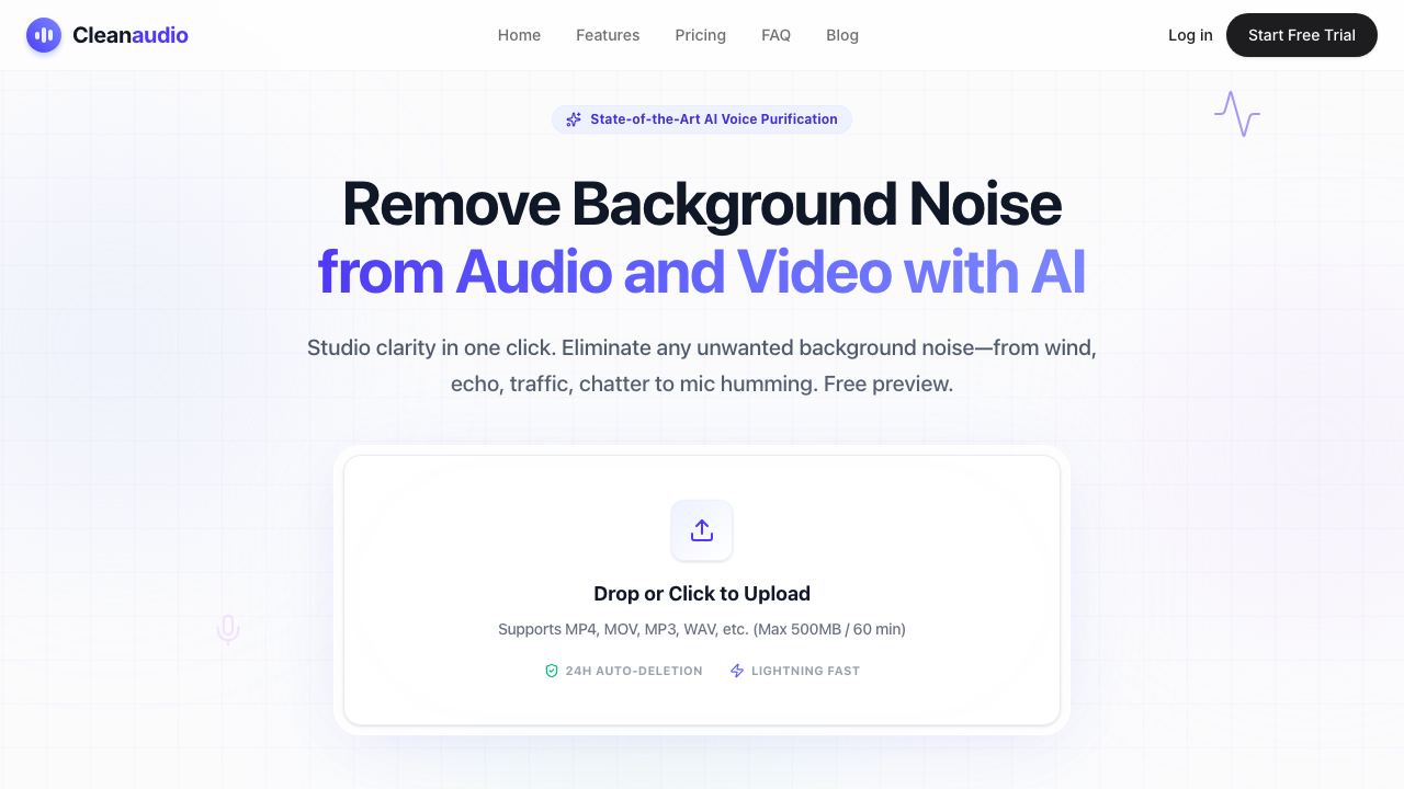 CleanAudio AI 网站截图
