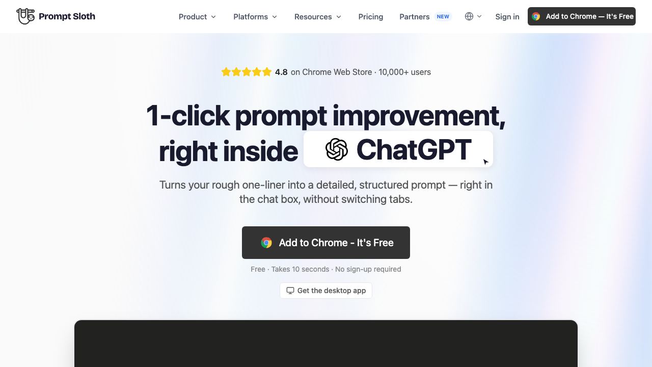 Prompt Sloth 网站截图