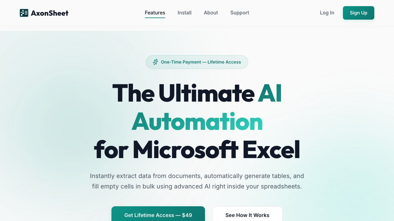 AxonSheet website screenshot