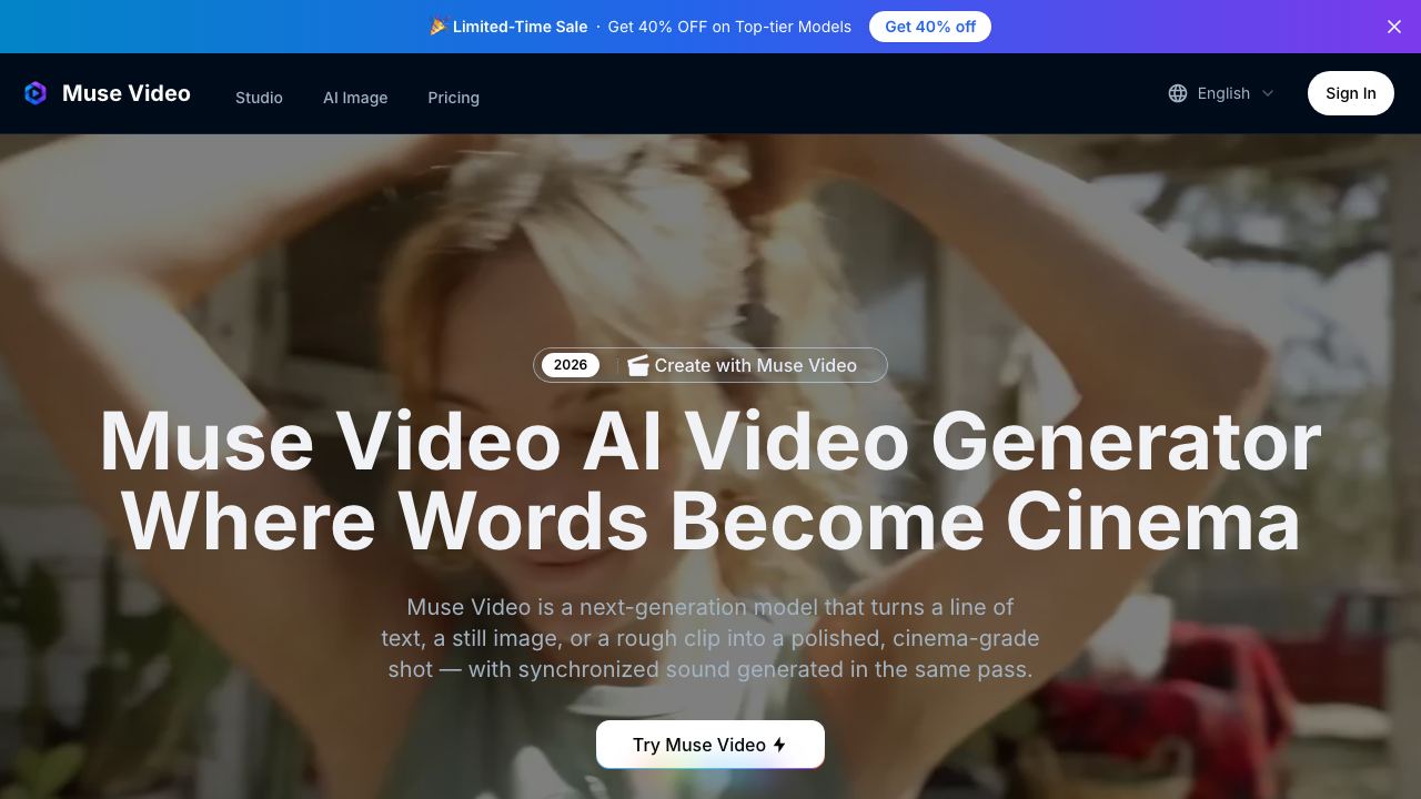 Muse Video AI website screenshot