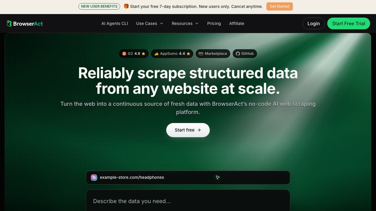 BrowserAct website screenshot