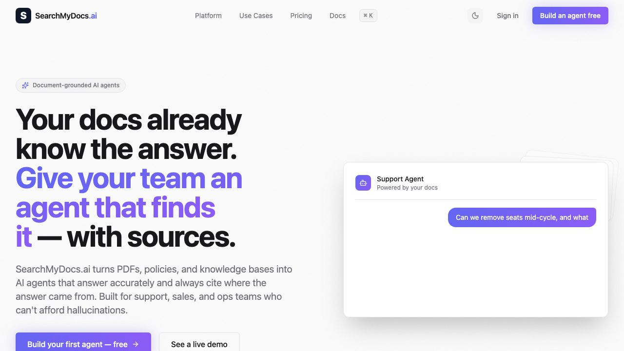 SearchMyDocs.ai 网站截图