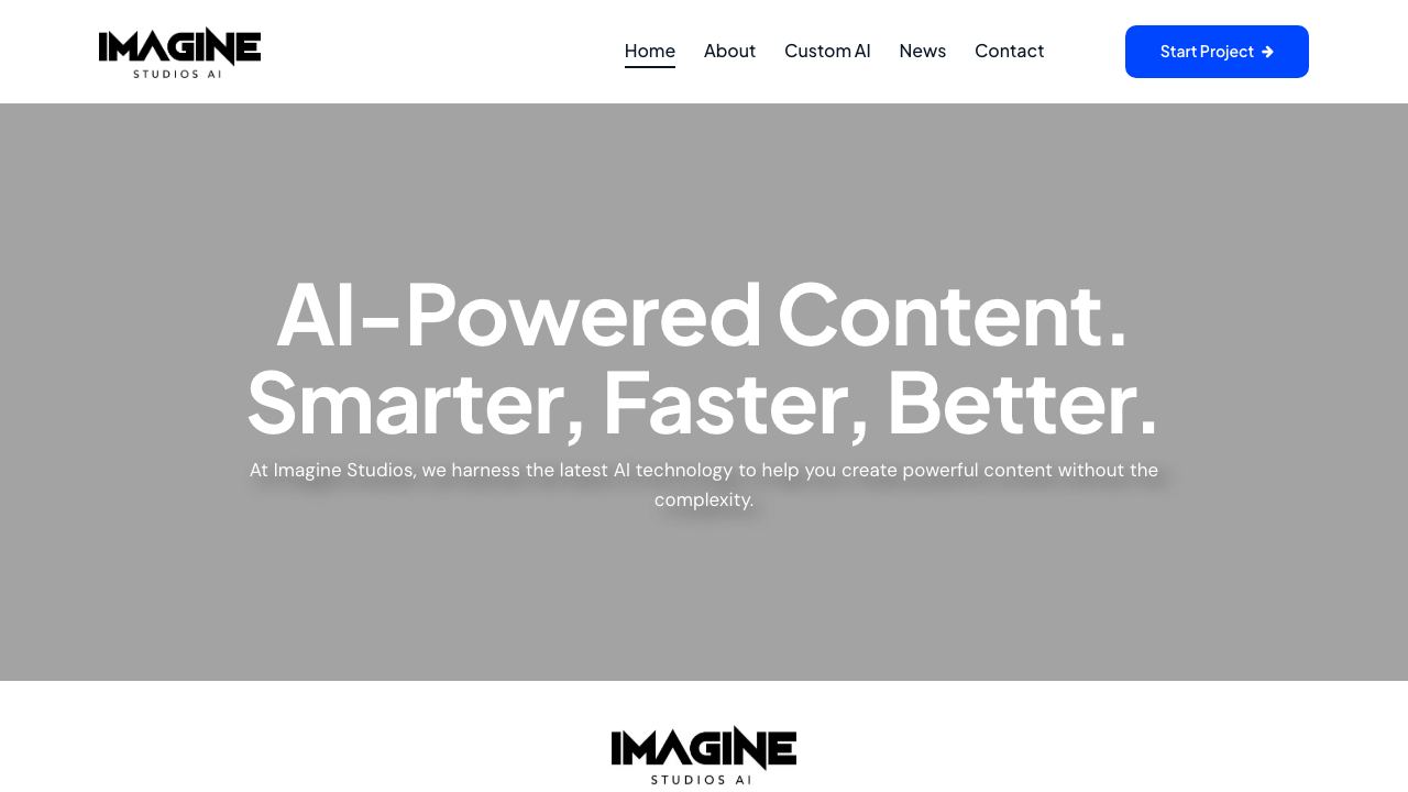 Imagine Studios Ai website screenshot