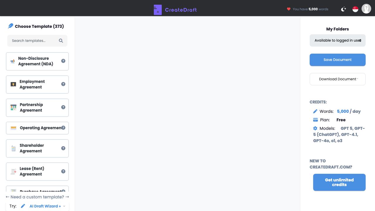 CreateDraft 网站截图