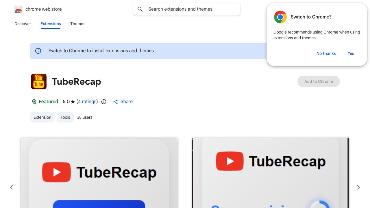 TubeRecap website screenshot