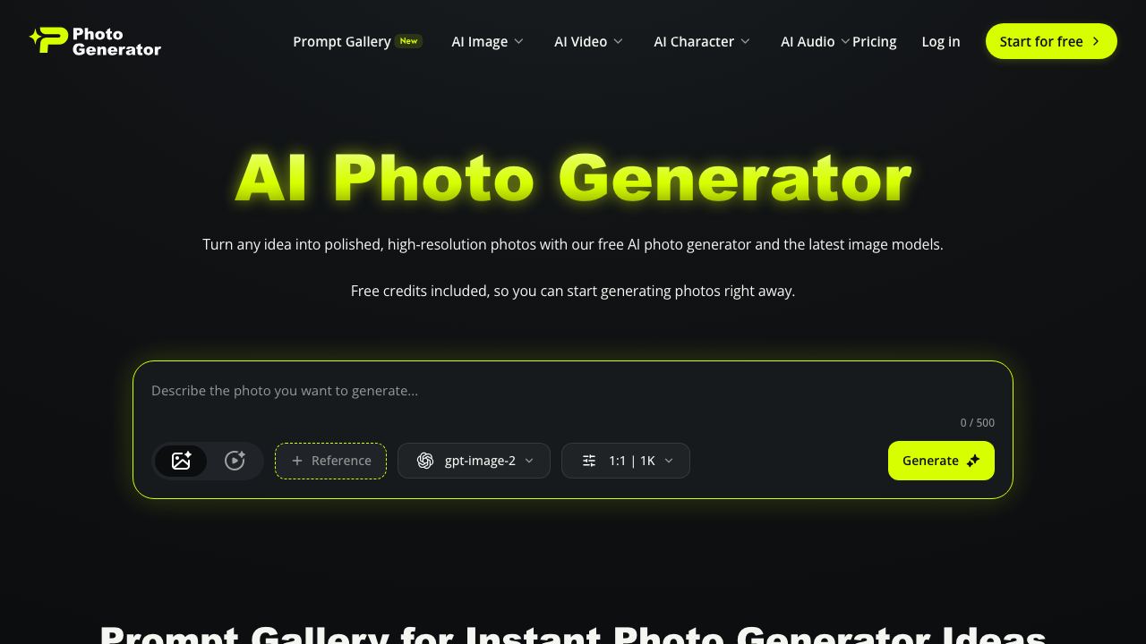 Photogenerator AI 网站截图