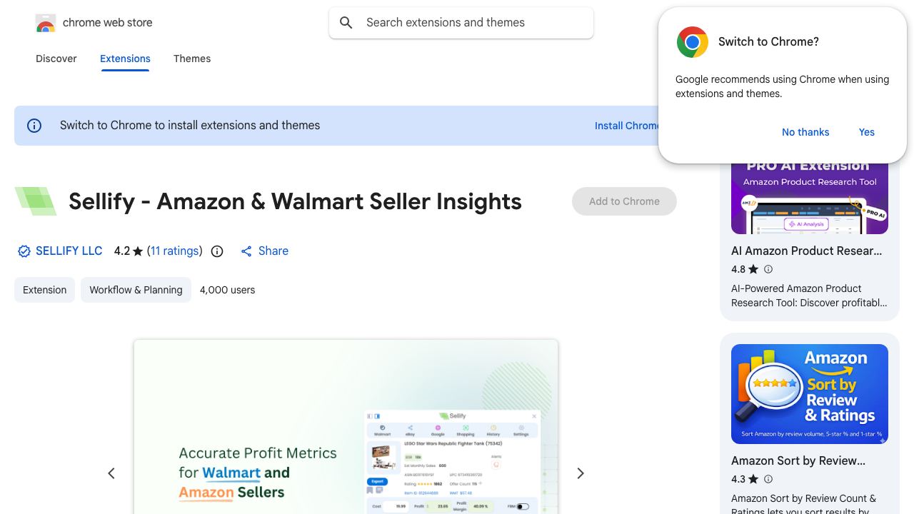 Sellify - Walmart Seller Insights 网站截图