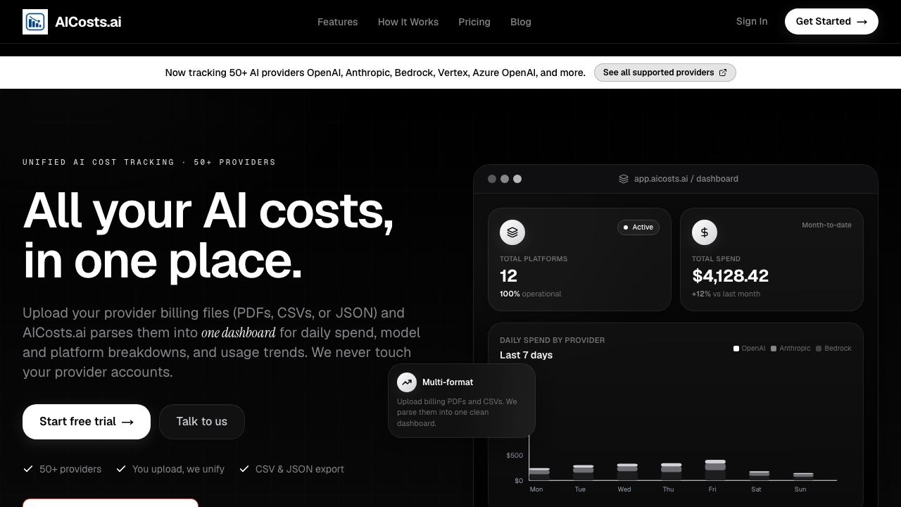 AICosts.ai website screenshot