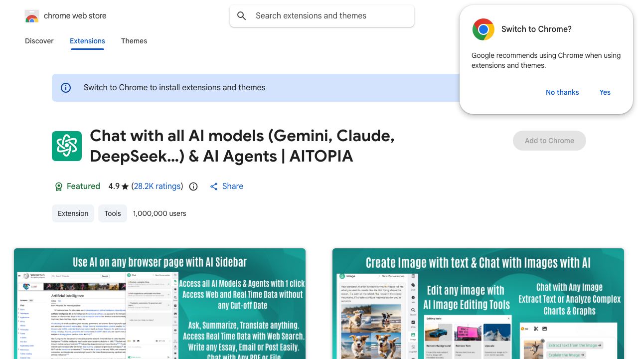 ChatGPT Sidebar & GPT-4 Vision Gemini AITOPIA 网站截图