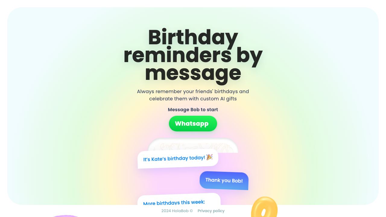 HolaBob website screenshot