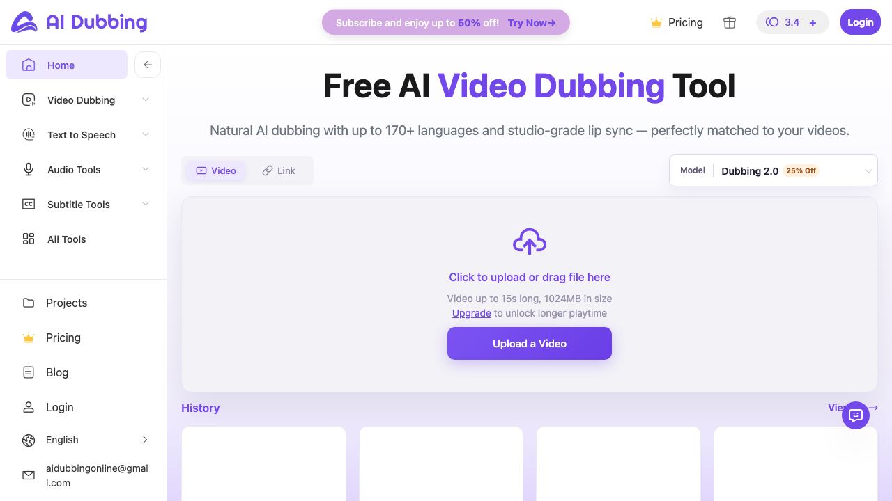 AI Dubbing 网站截图
