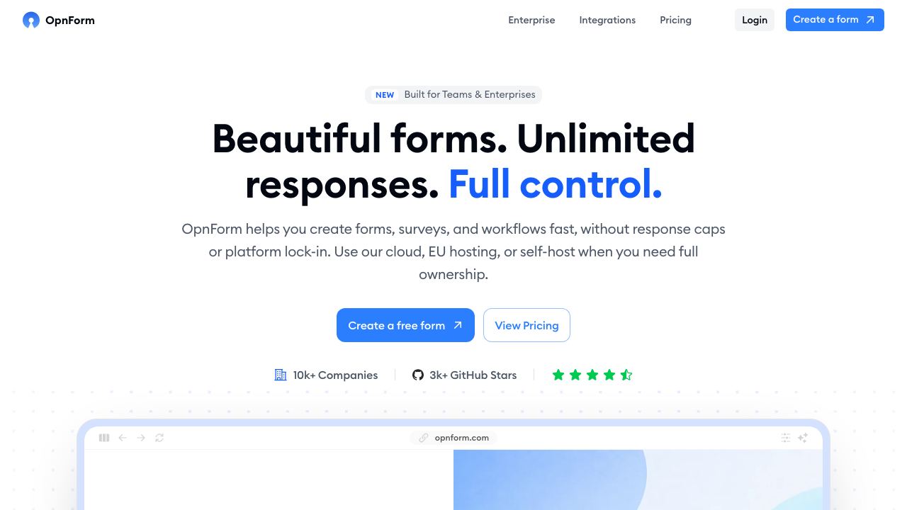 OpnForm 网站截图