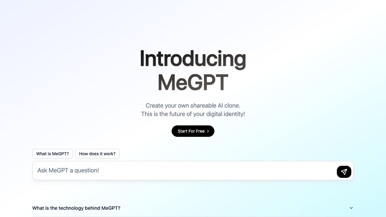 MeGPT website screenshot