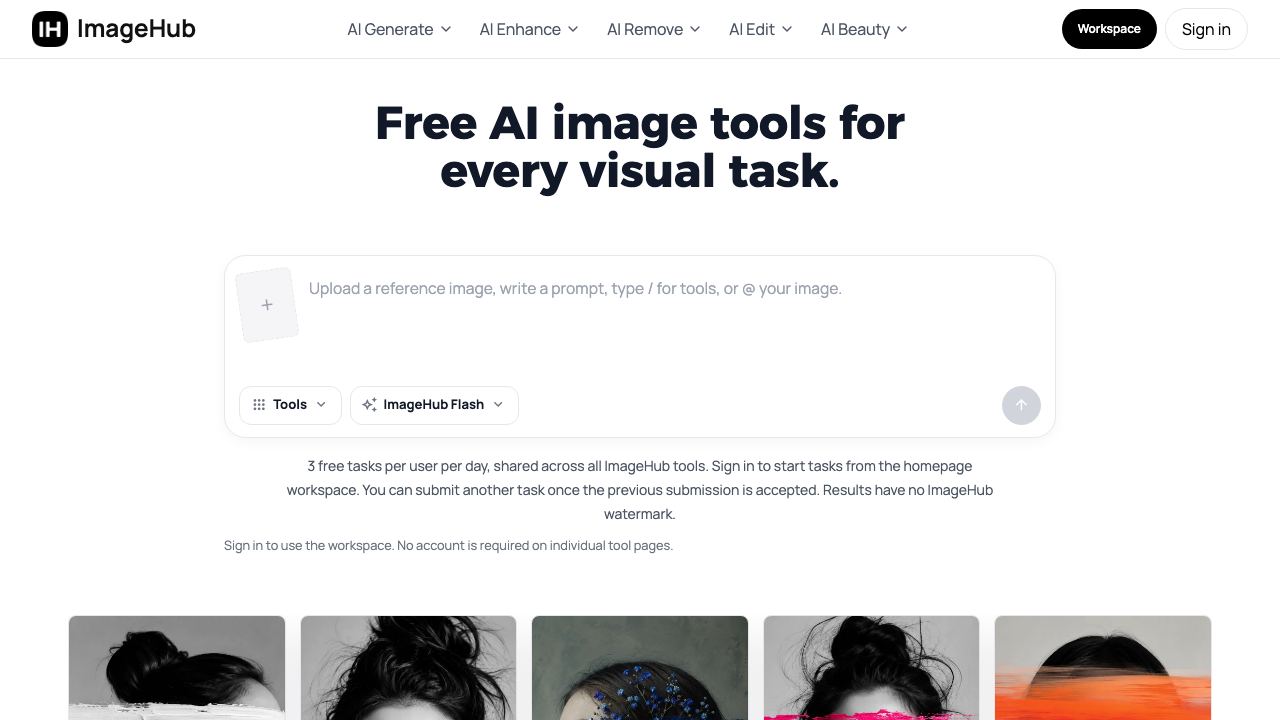 ImageHub website screenshot