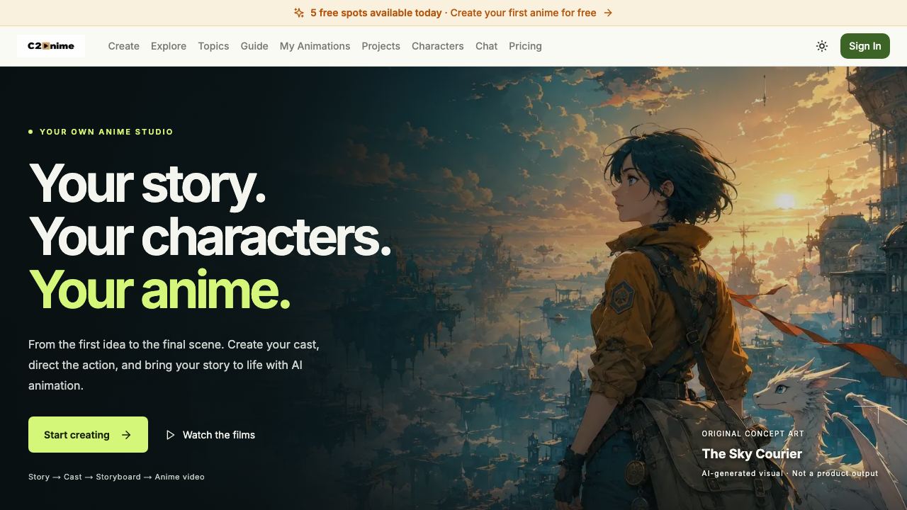 C2Anime website screenshot