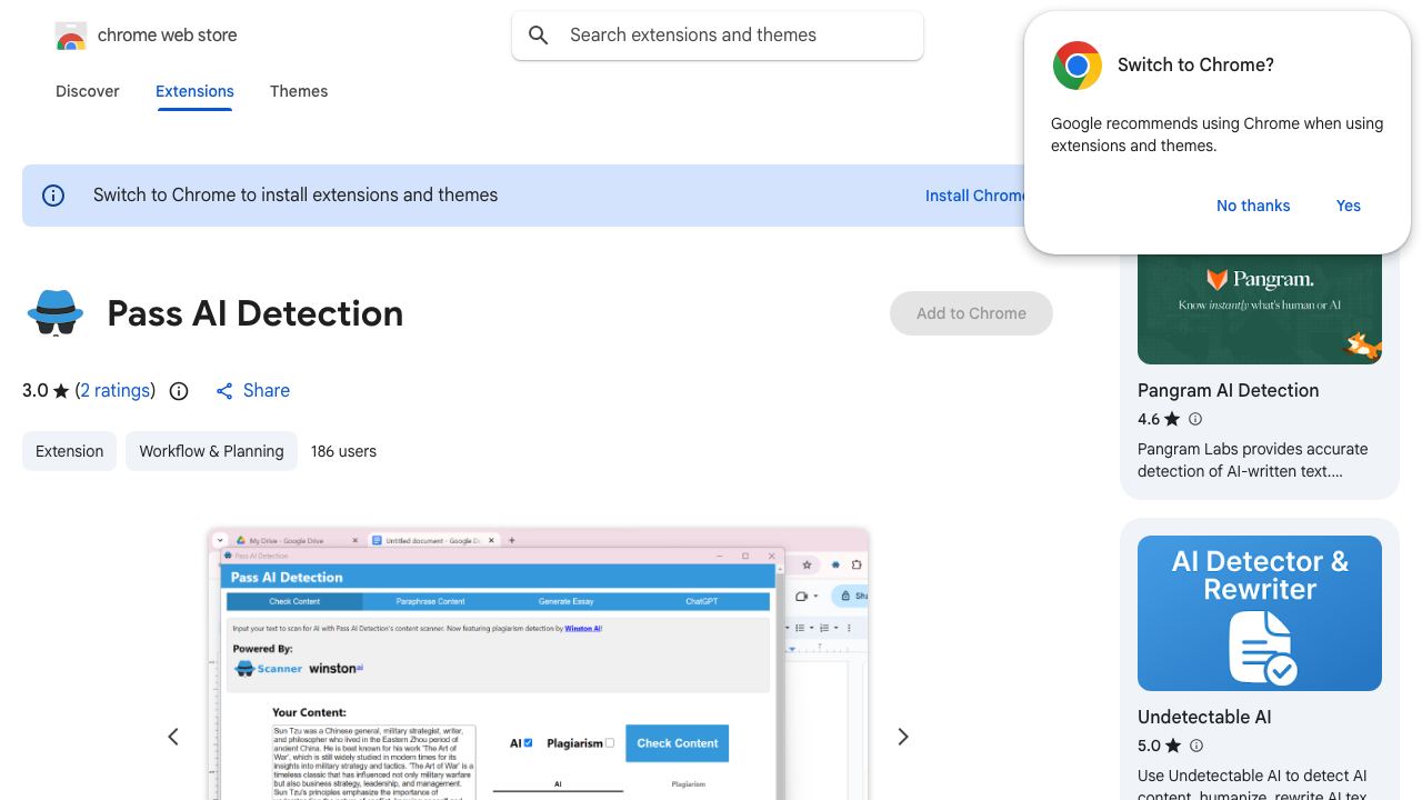 Pass AI Detection website screenshot