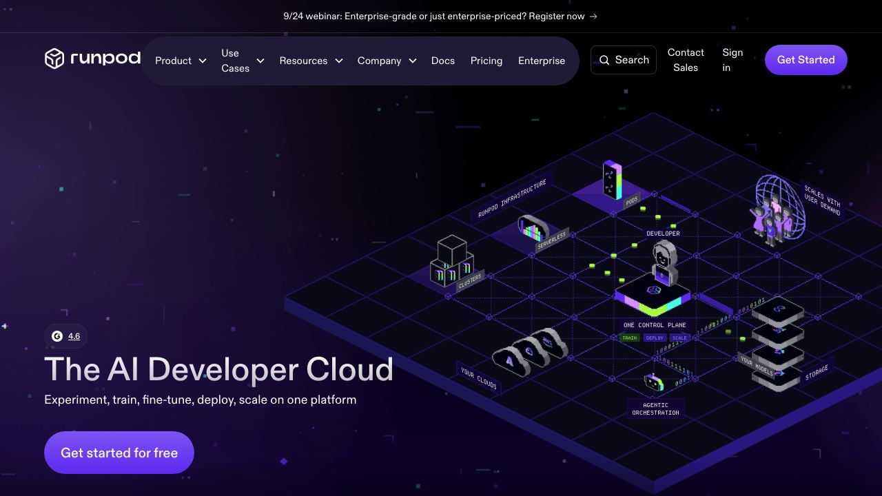 Runpod 网站截图