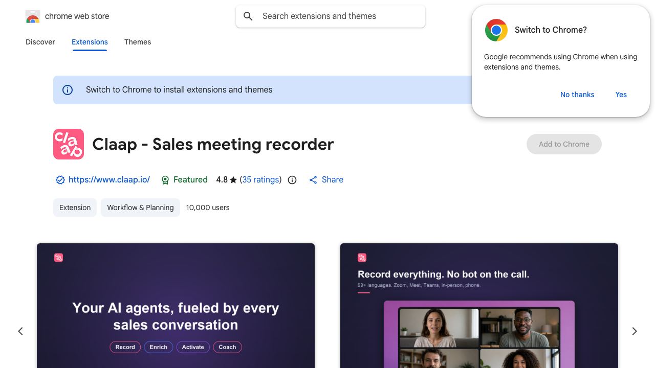 Claap - Meeting & Screen Recording 网站截图