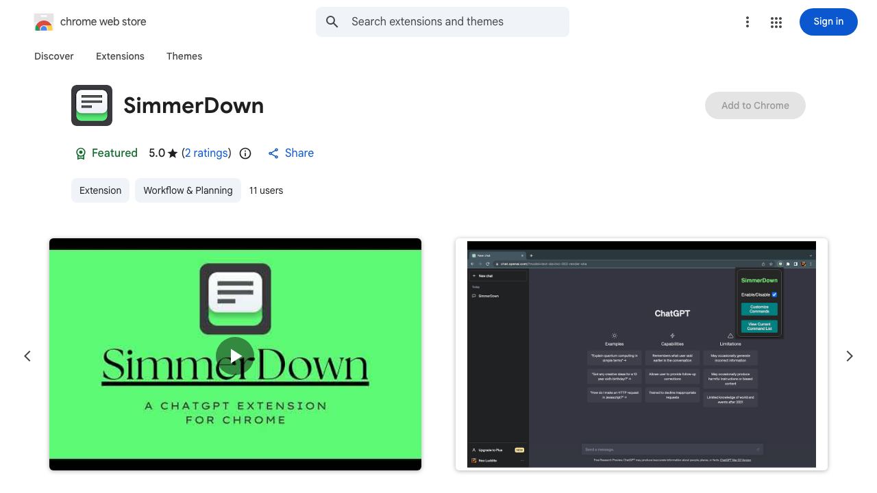SimmerDown website screenshot