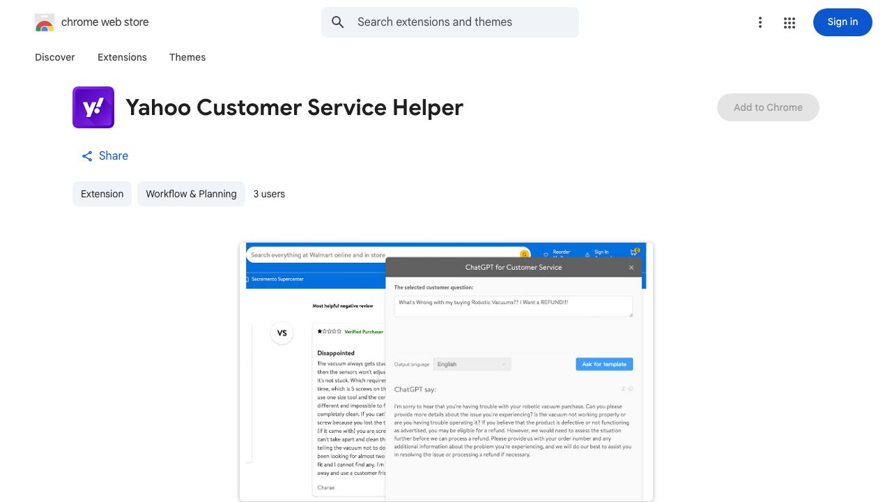 Yahoo Customer Service Helper 网站截图