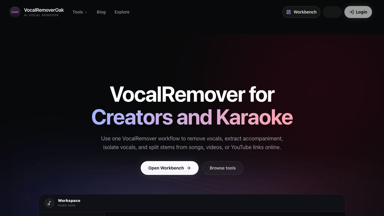 Vocal Remover Online 网站截图