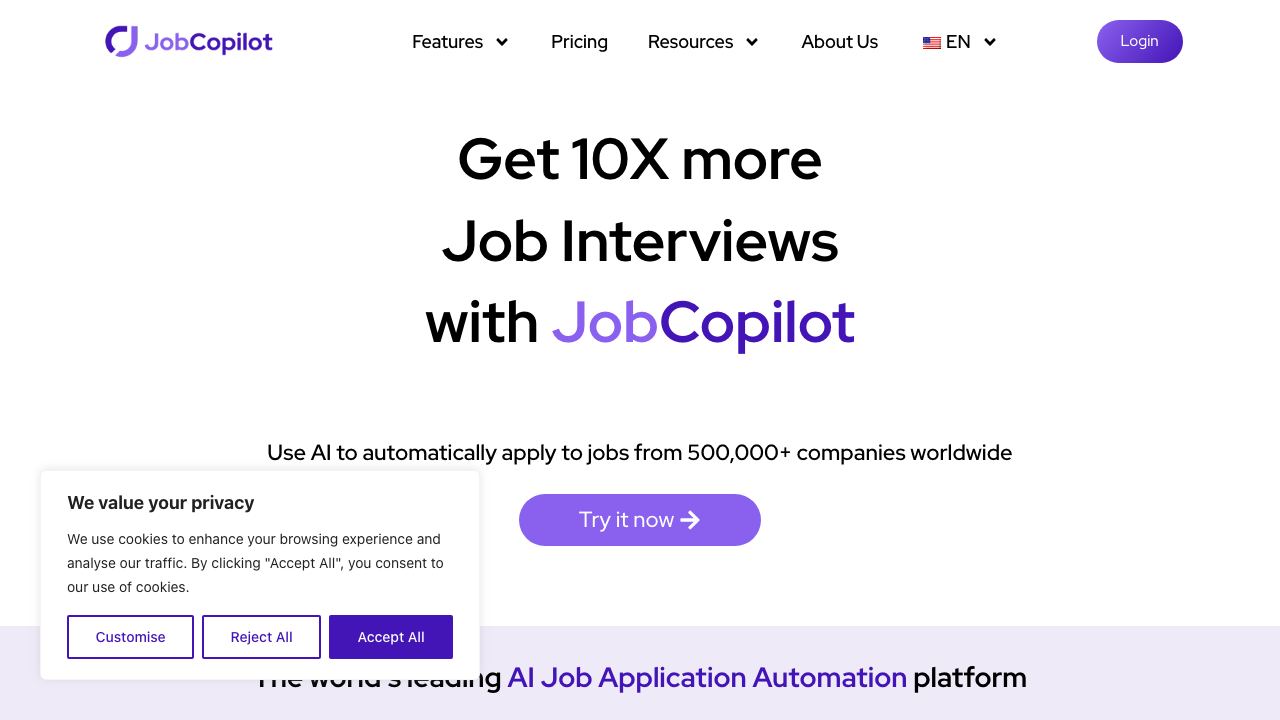 JobCopilot 网站截图