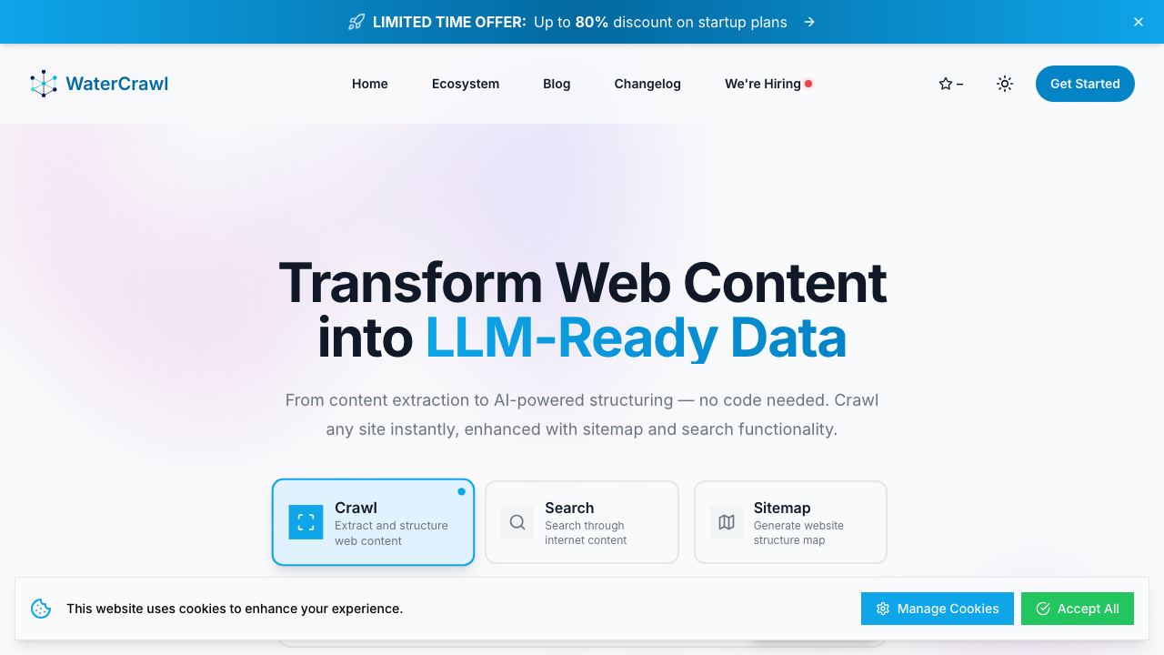 WaterCrawl website screenshot