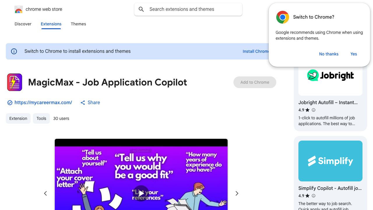 MagicMax - Job Application Copilot website screenshot