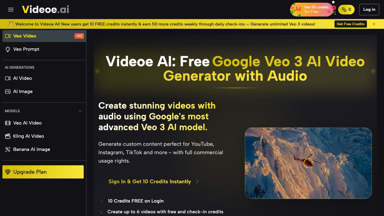 VeoE AI Video Agent 网站截图