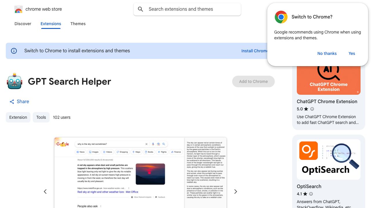 GPT Search Helper 网站截图