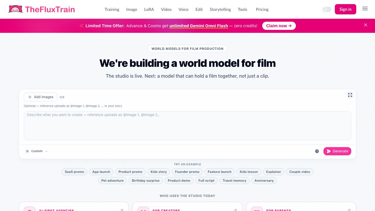 TheFluxTrain website screenshot